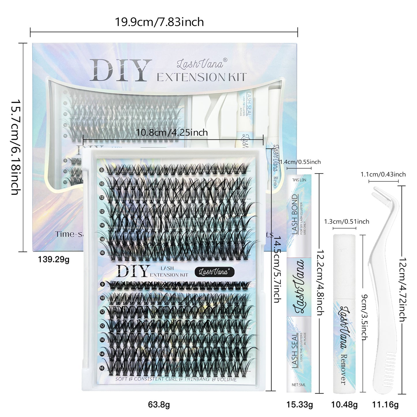 Segmented False Eyelashes Kit with Tweezers