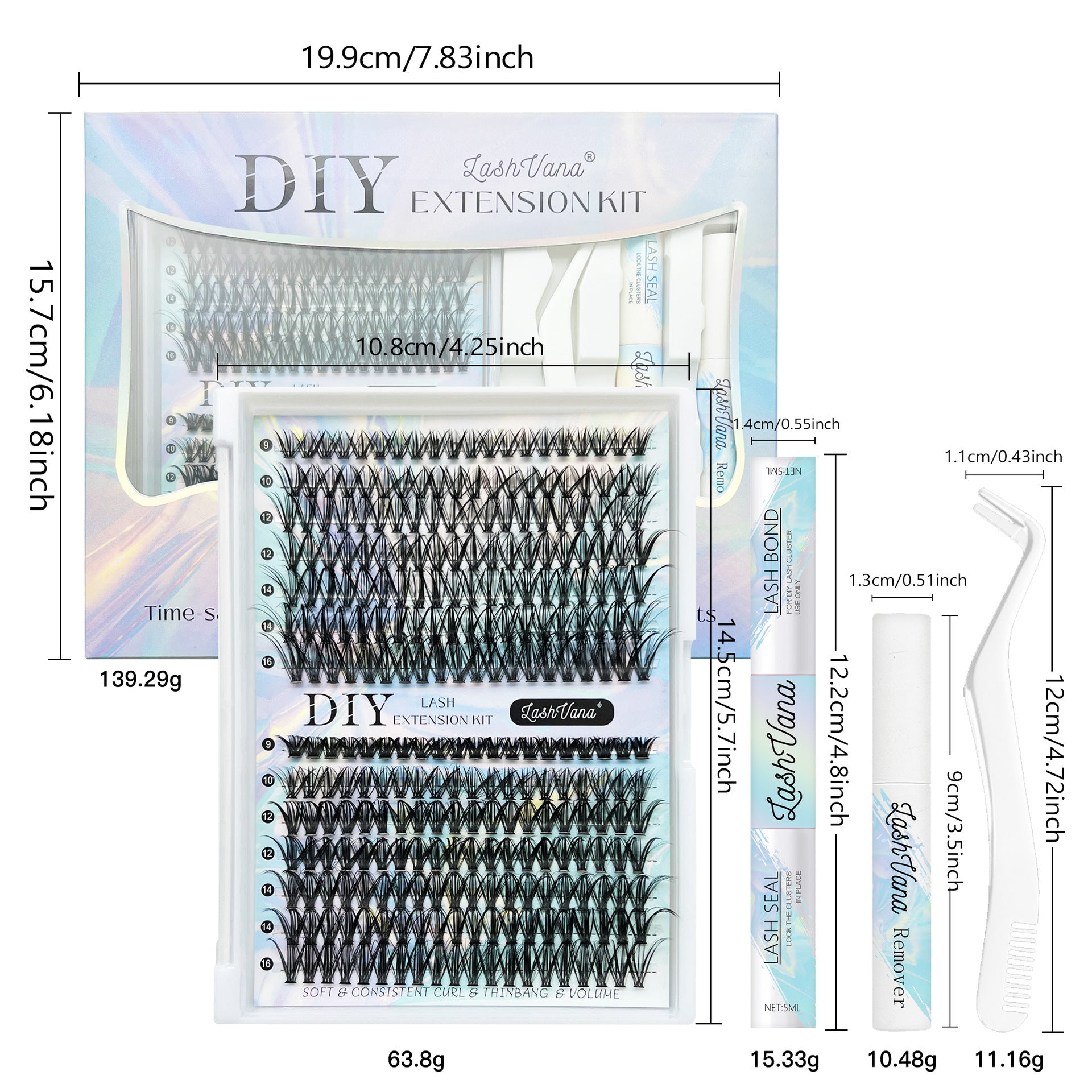 Segmented False Eyelashes Kit with Tweezers