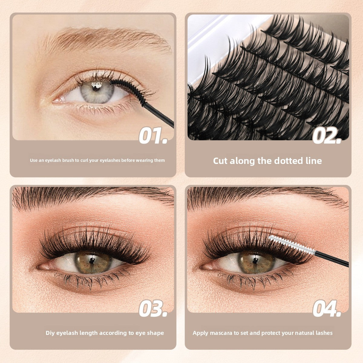 Segmented false eyelashes