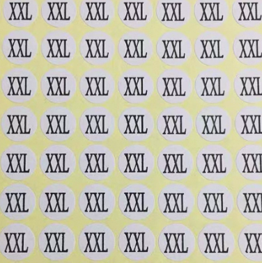 Self-Adhesive Clothing Size Labels
