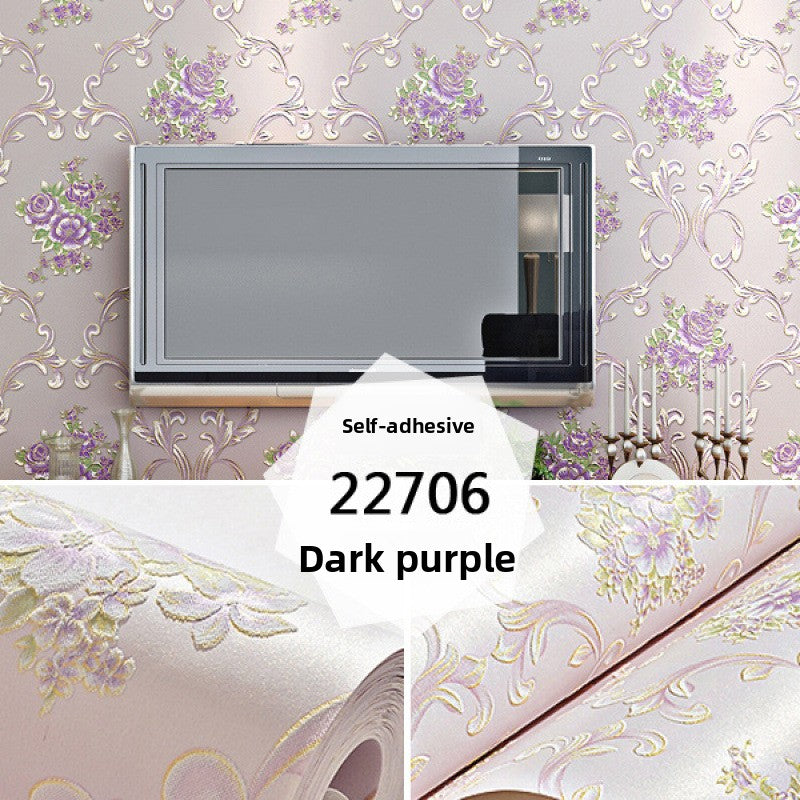 Self-adhesive non-woven wallpaper thickened wallpaper bedroom living room