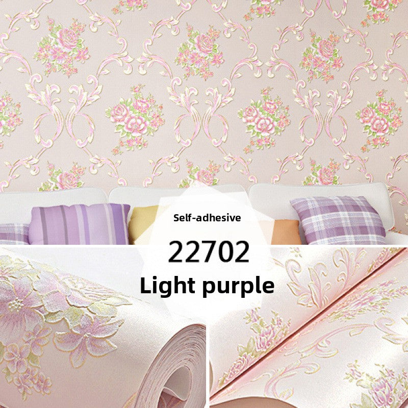 Self-adhesive non-woven wallpaper thickened wallpaper bedroom living room