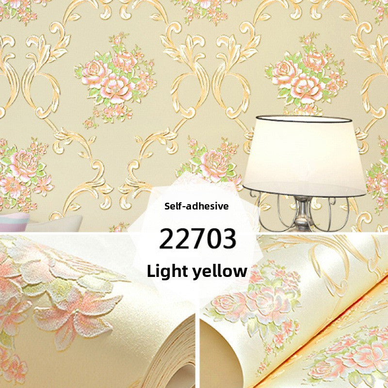 Self-adhesive non-woven wallpaper thickened wallpaper bedroom living room