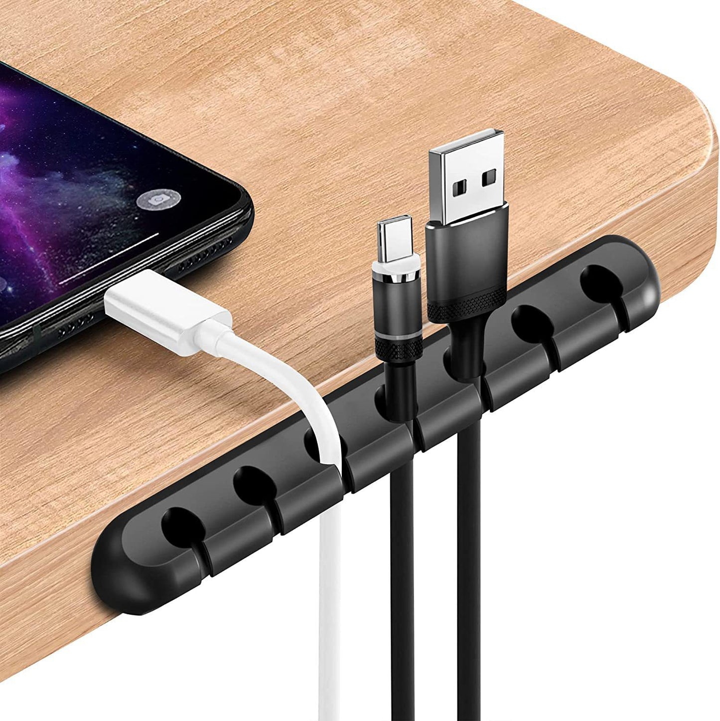 Self-adhesive silicone cable organizer for desktop wire management