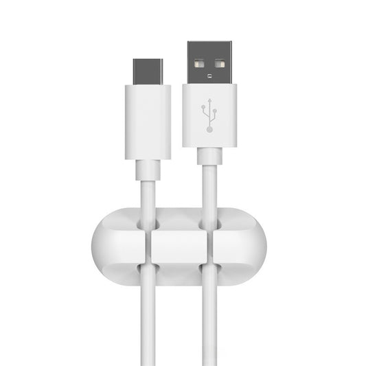 Self-adhesive silicone cable organizer for desktop wire management