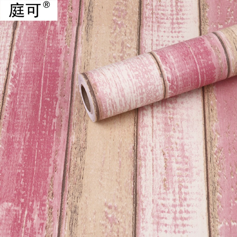 self-adhesive wood grain striped wallpaper