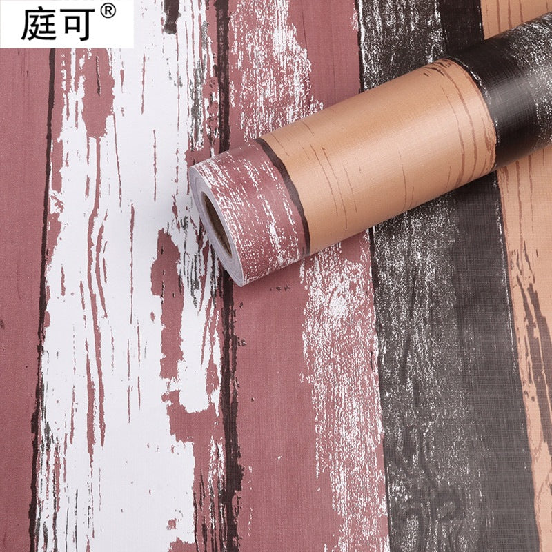 self-adhesive wood grain striped wallpaper