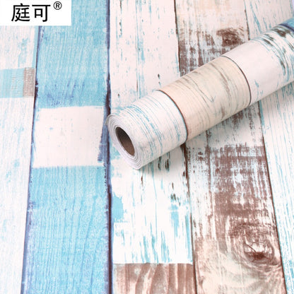 self-adhesive wood grain striped wallpaper