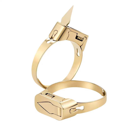 Self-defense opening ring with hidden blade