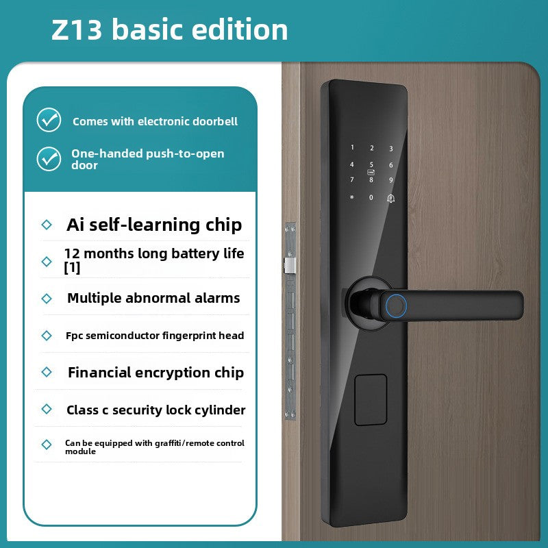 Semi-automatic fingerprint lock security door password lock