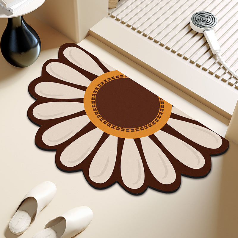 Semi-Circular Flower Diatom Mud Absorbent Floor Mat