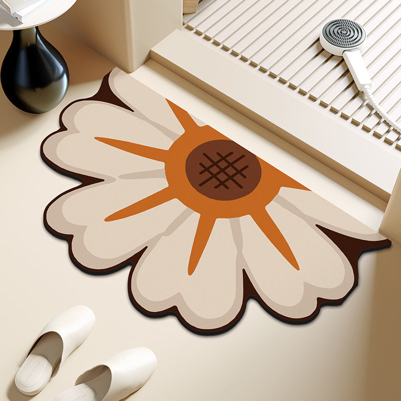 Semi-Circular Flower Diatom Mud Absorbent Floor Mat
