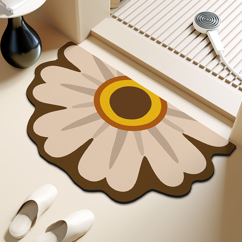 Semi-Circular Flower Diatom Mud Absorbent Floor Mat