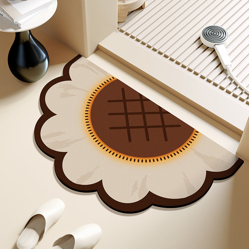 Semi-Circular Flower Diatom Mud Absorbent Floor Mat