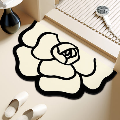 Semi-Circular Flower Diatom Mud Absorbent Floor Mat
