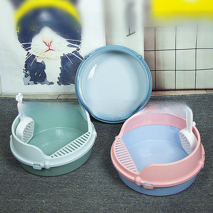 Semi-Enclosed Cat Litter Box with Shovel