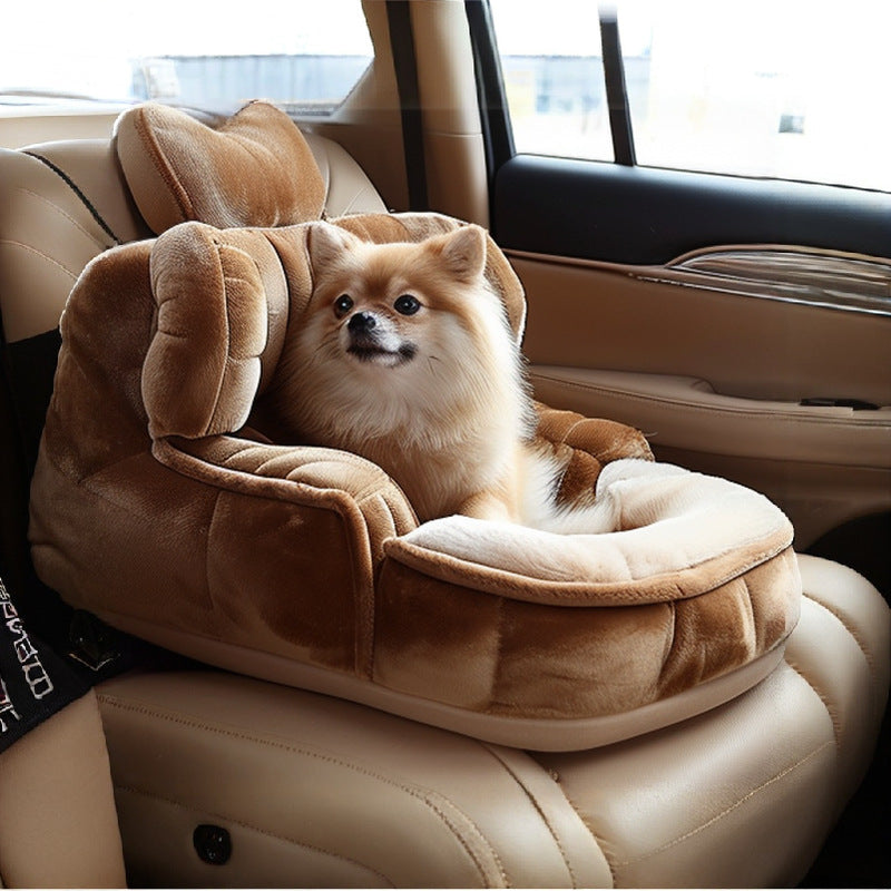Semi-Enclosed Pet Car Bed with Washable Cover