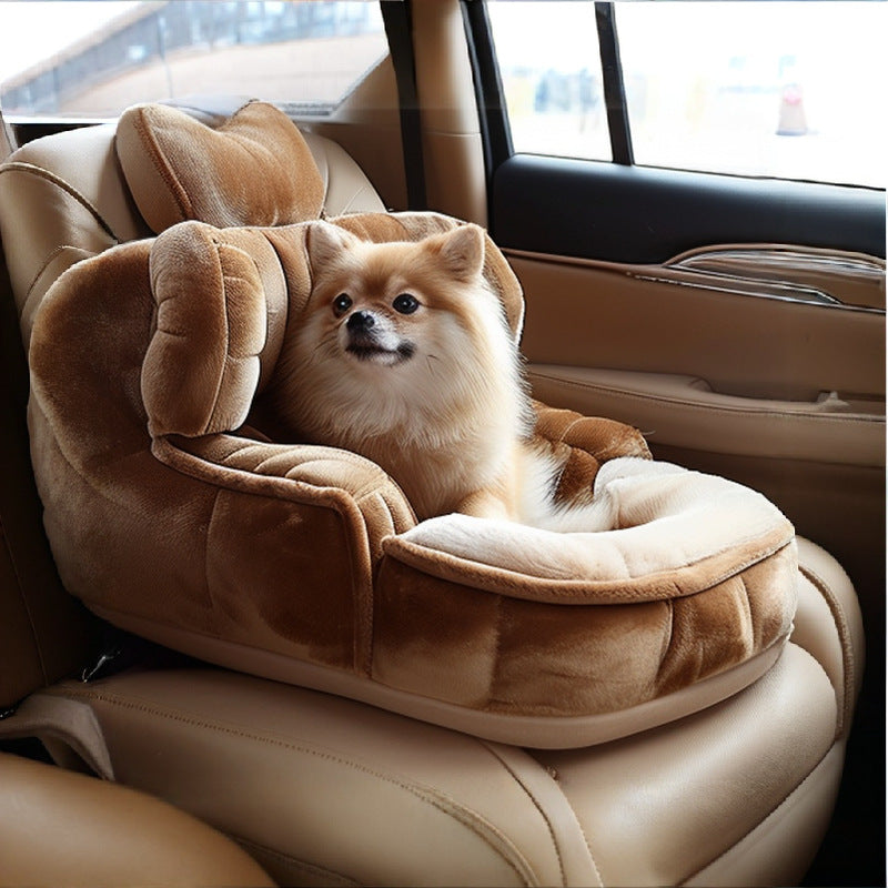 Semi-Enclosed Pet Car Bed with Washable Cover