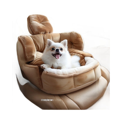 Semi-Enclosed Pet Car Bed with Washable Cover