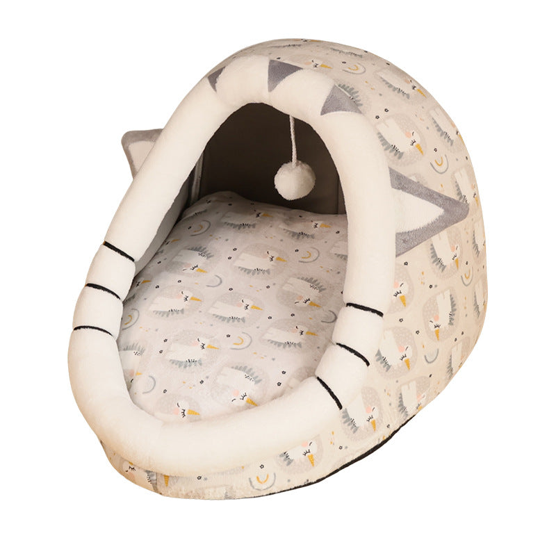 Semi-Enclosed Washable Pet Bed