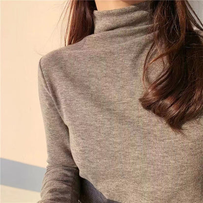Semi-high Neck Long Sleeve Shirt