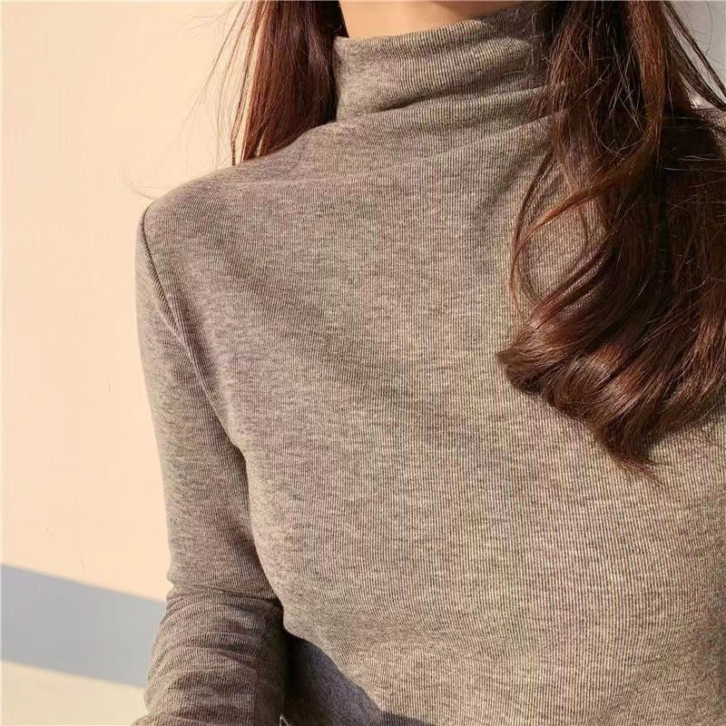 Semi-high Neck Long Sleeve Shirt