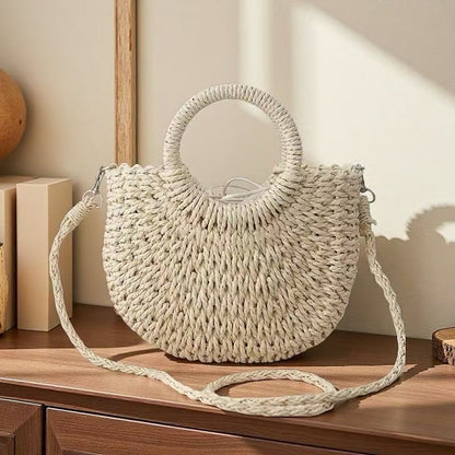 Semicircle Handwoven Paper Rope Crossbody Bag