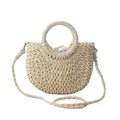 Semicircle Handwoven Paper Rope Crossbody Bag