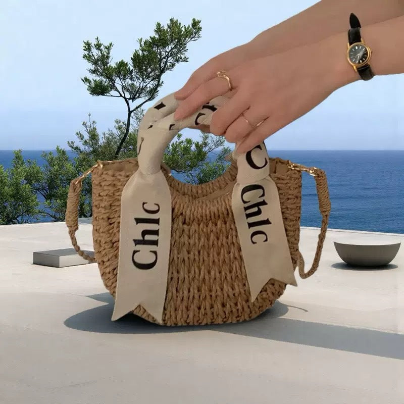 Semicircle Handwoven Paper Rope Crossbody Bag
