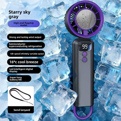 Semiconductor Cooling Handheld Fan with Digital Display