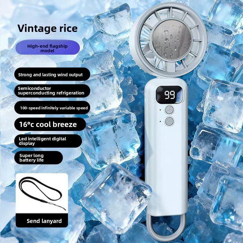 Semiconductor Cooling Handheld Fan with Digital Display