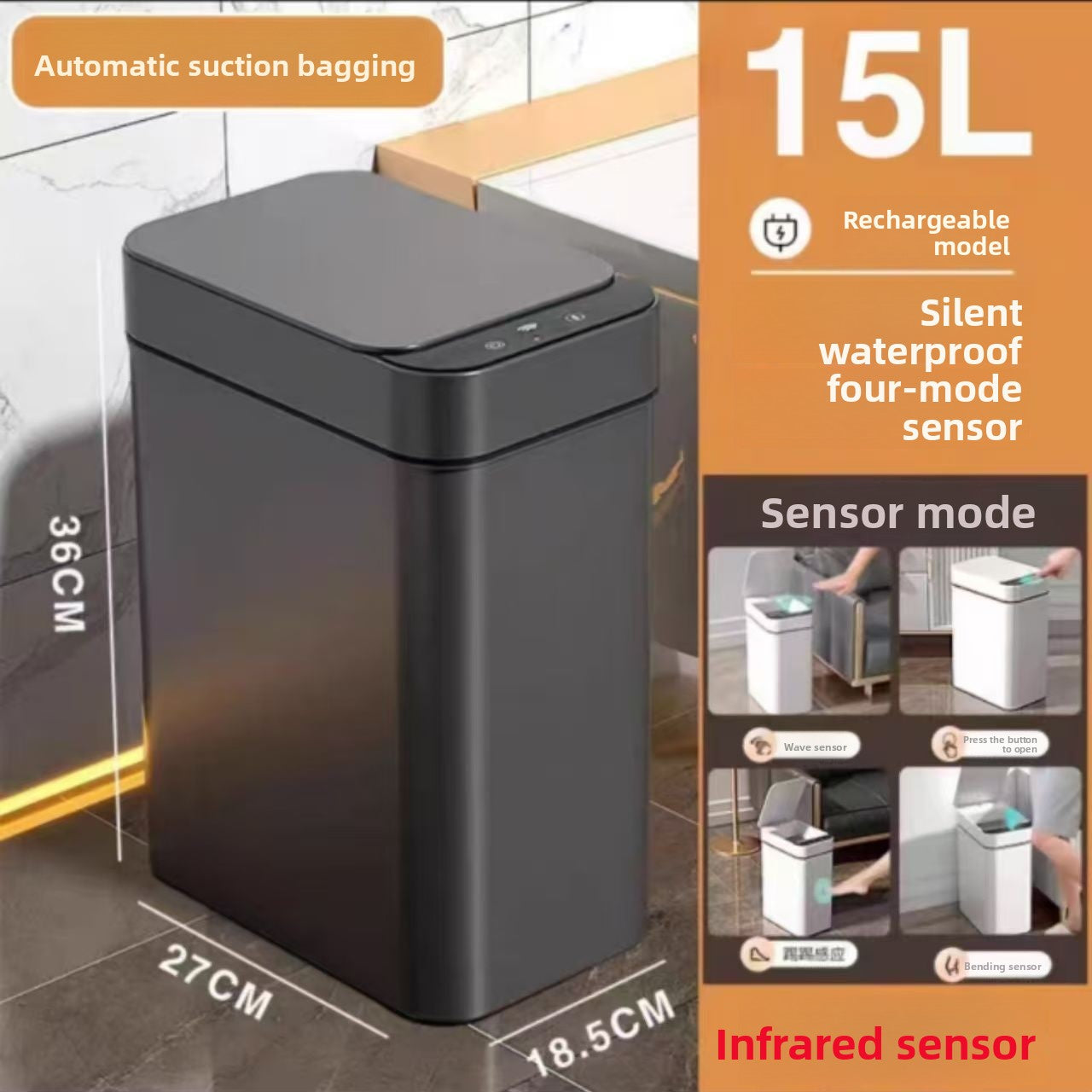 Sensor Automatic Trash Can with Lid