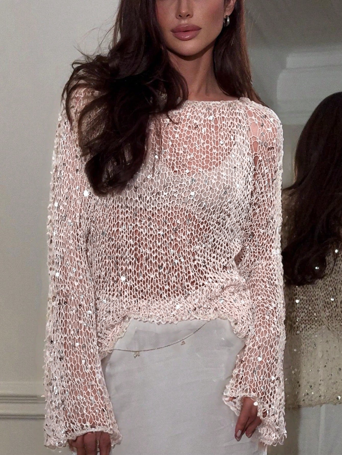 Sequin Decorated Knitwear Top