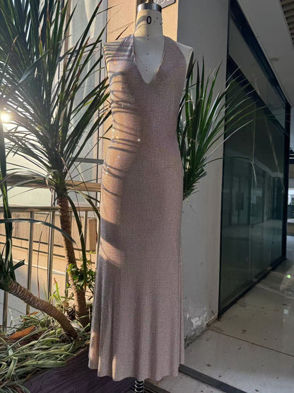 Sequin Deep V-Neck Party Dress