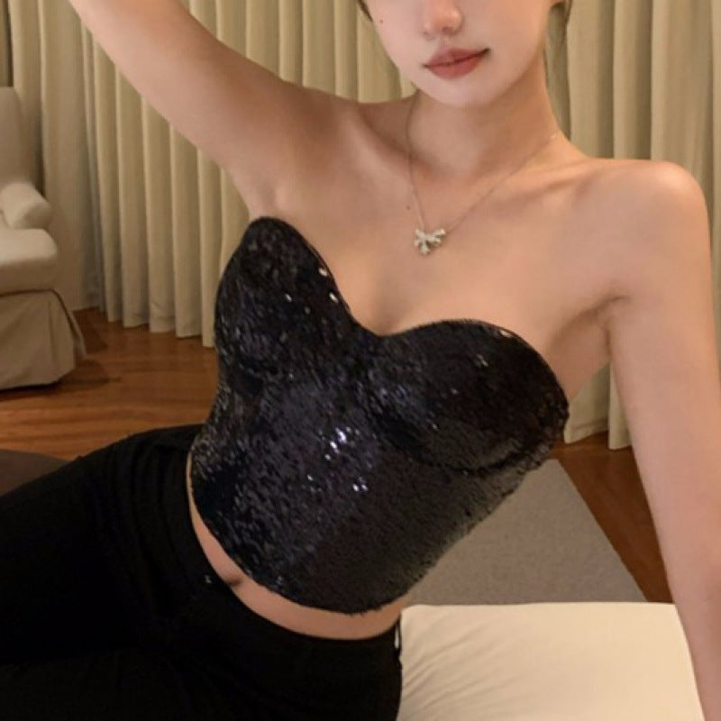 Sequin Fishbone Camisole Top