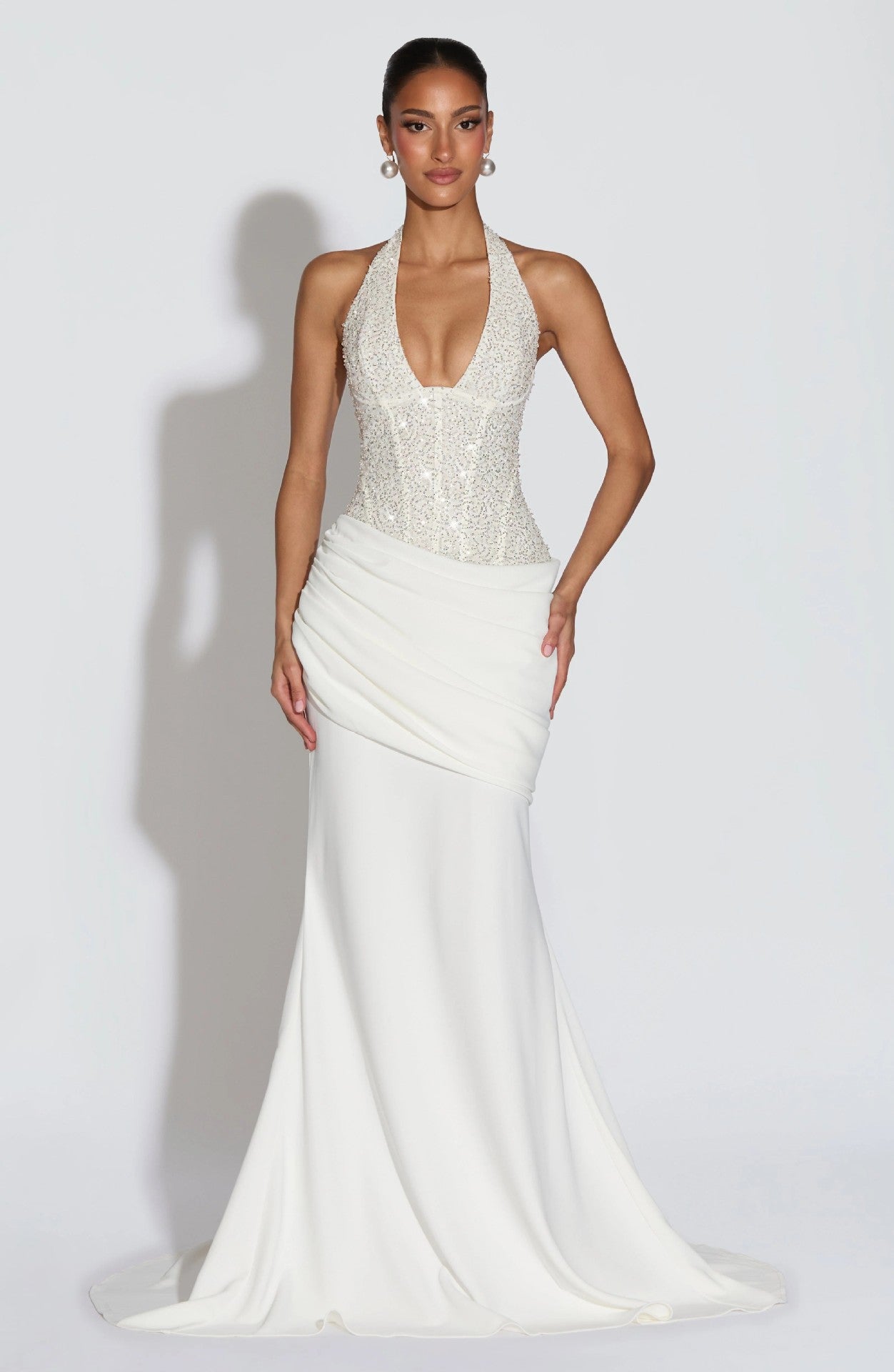 Sequin Halter Party Evening Gown