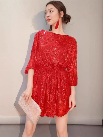 Sequin High Waist Dress