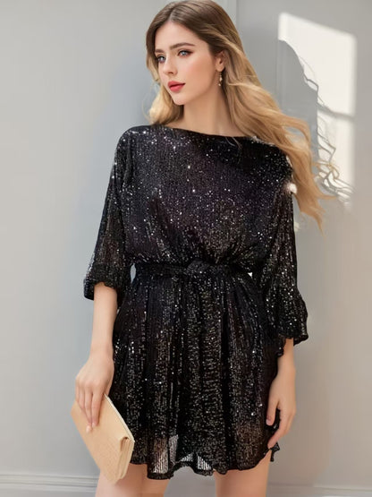 Sequin High Waist Dress