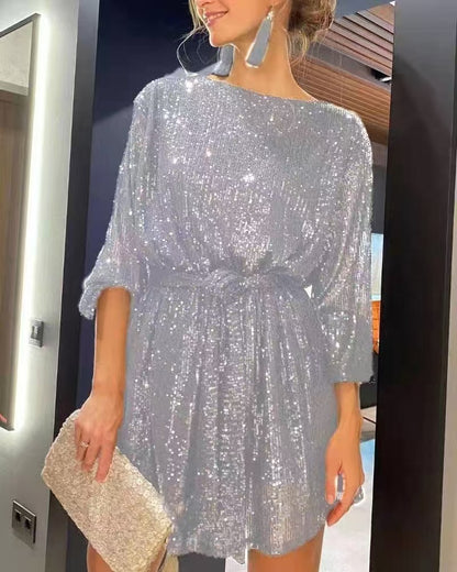 Sequin High Waist Dress