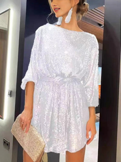 Sequin High Waist Dress