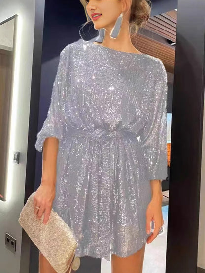 Sequin High Waist Dress