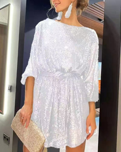Sequin High Waist Dress