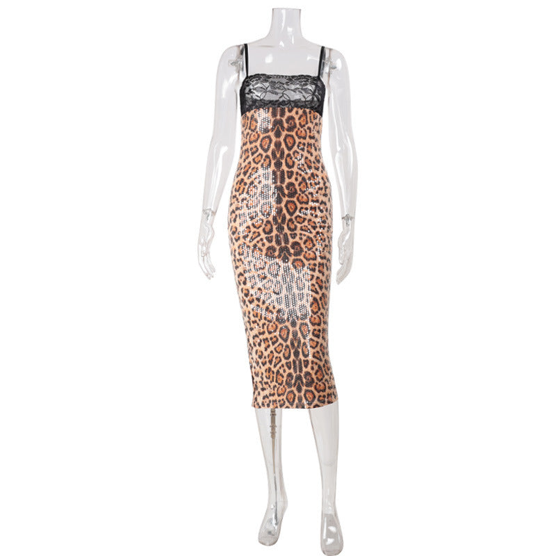 Sequin Leopard Print Dress