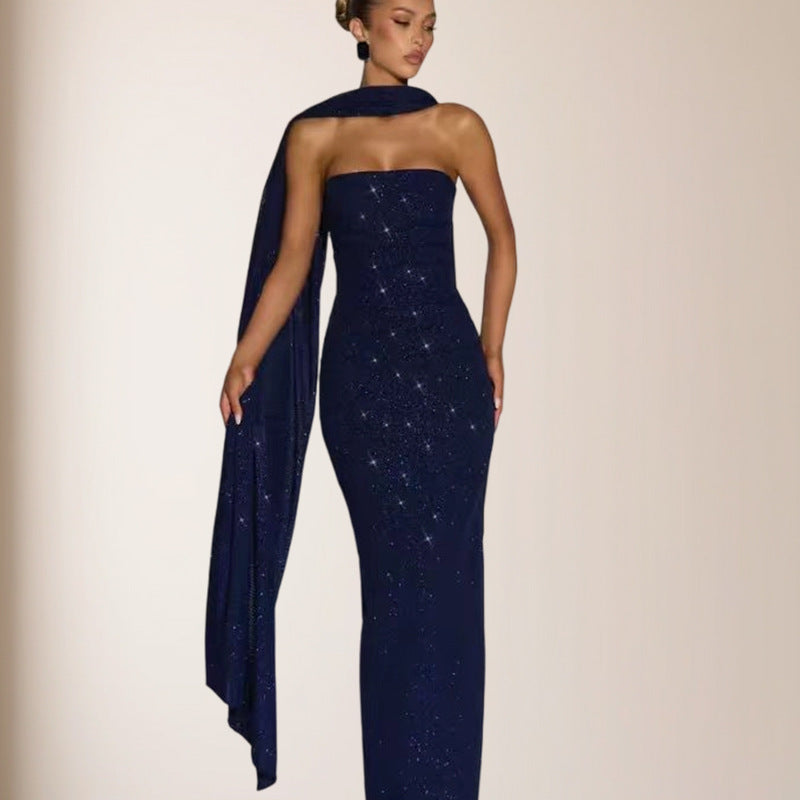 Sequin Off-Shoulder Slim Dress