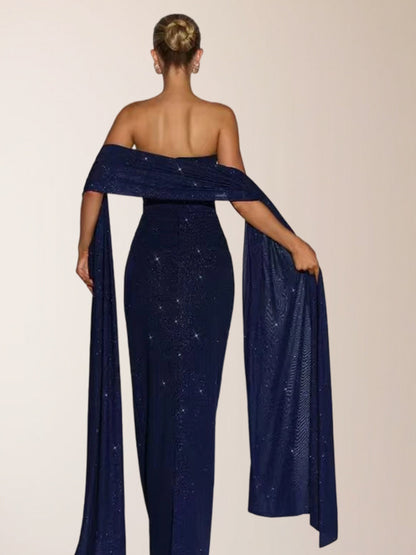Sequin Off-Shoulder Slim Dress