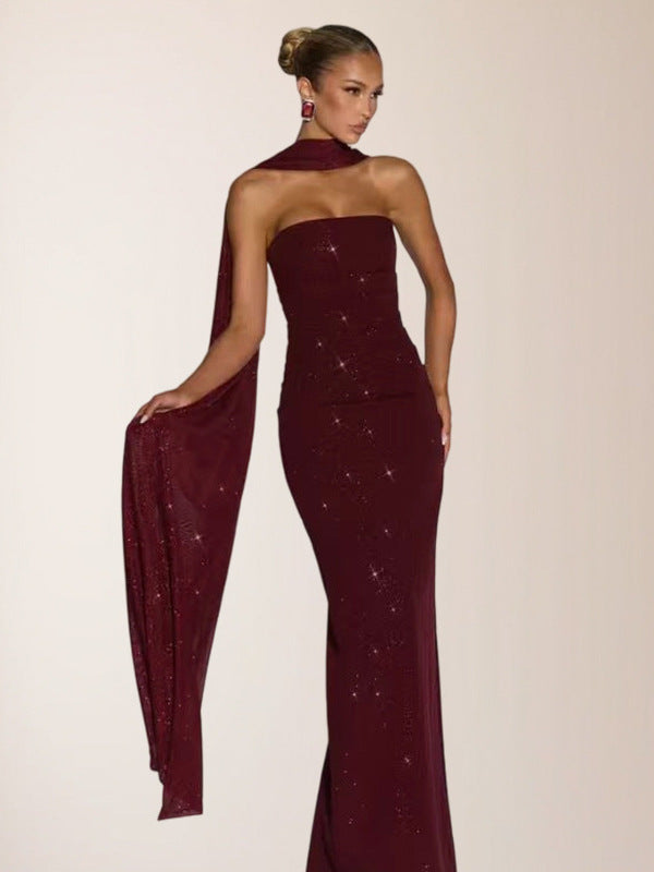 Sequin Off-Shoulder Slim Dress