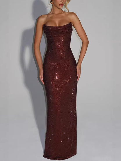 Sequin Sleeveless Evening Gown