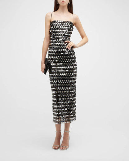 Sequin Slim Fit Adjustable Strap Dress