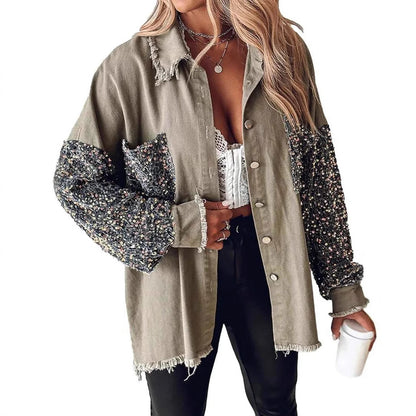 Sequin Splicing Cardigan Jacket