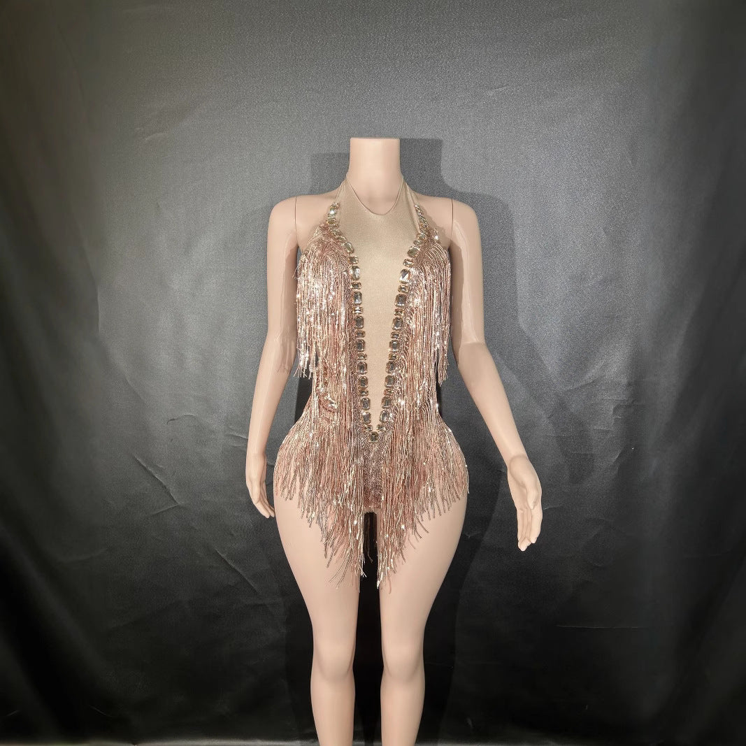 Sequin Tassel Dance Jumpsuit